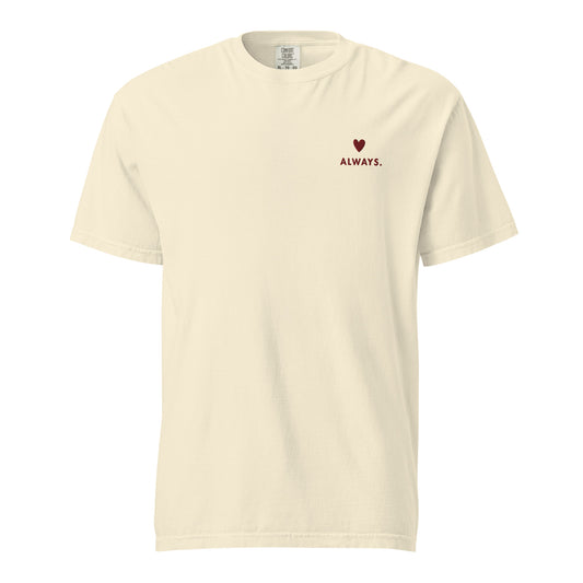 Love embroidered cotton t-shirt with small heart design and vintage look by Amaannat