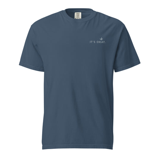 It’s Ok embroidered heavyweight t-shirt by Amaannat made from garment-dyed cotton