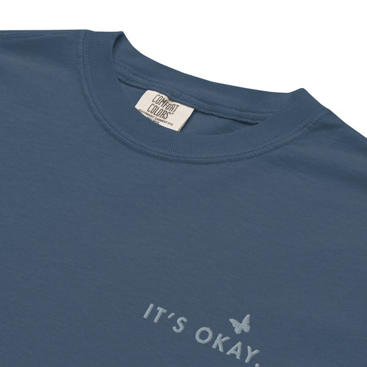 Premium heavyweight cotton tee featuring It’s Ok embroidery design
